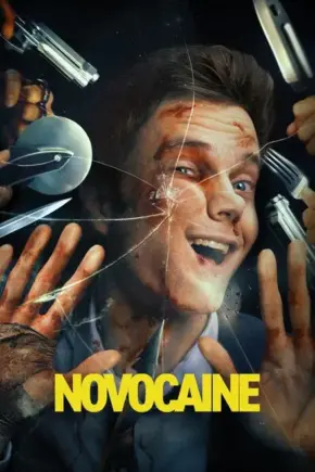 a poster of a man with a broken glass